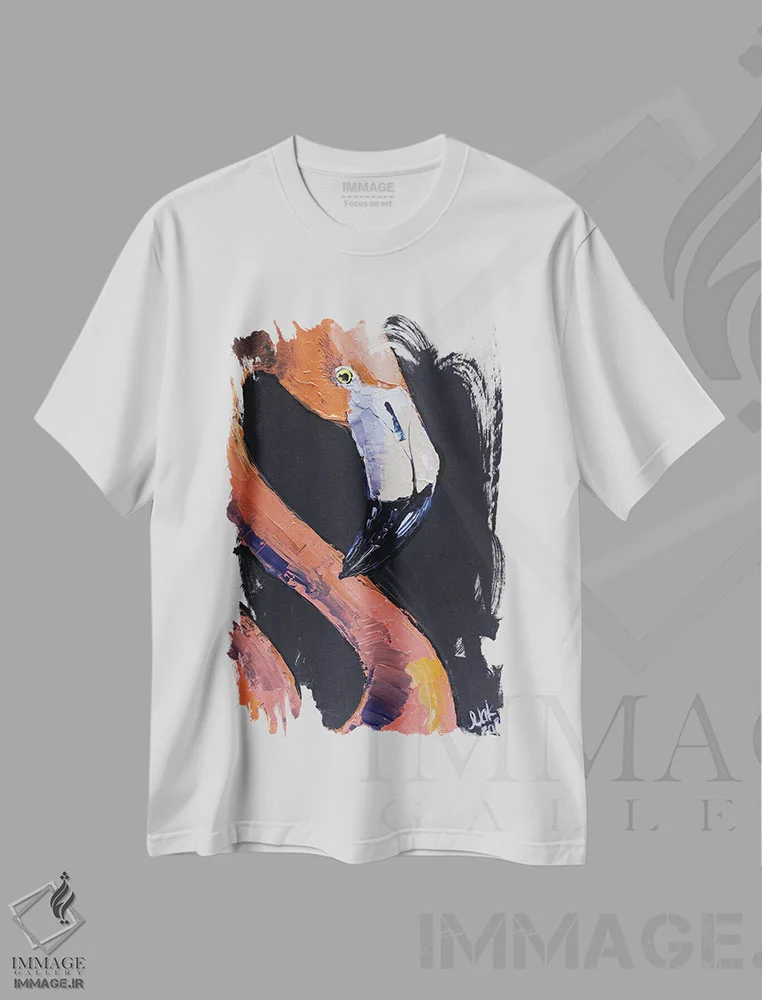 تیشرت سفید طرح دار فلامینگو II، دکور معاصر اثر ناتالی مک | immage.ir