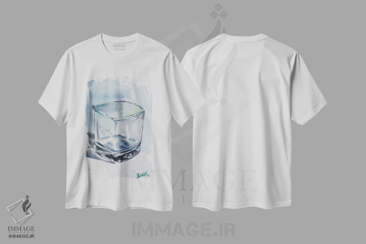 تیشرت سفید طرح دار لیوان، دکور معاصر اثر ناتالی مک | فروشگاه ایماژ