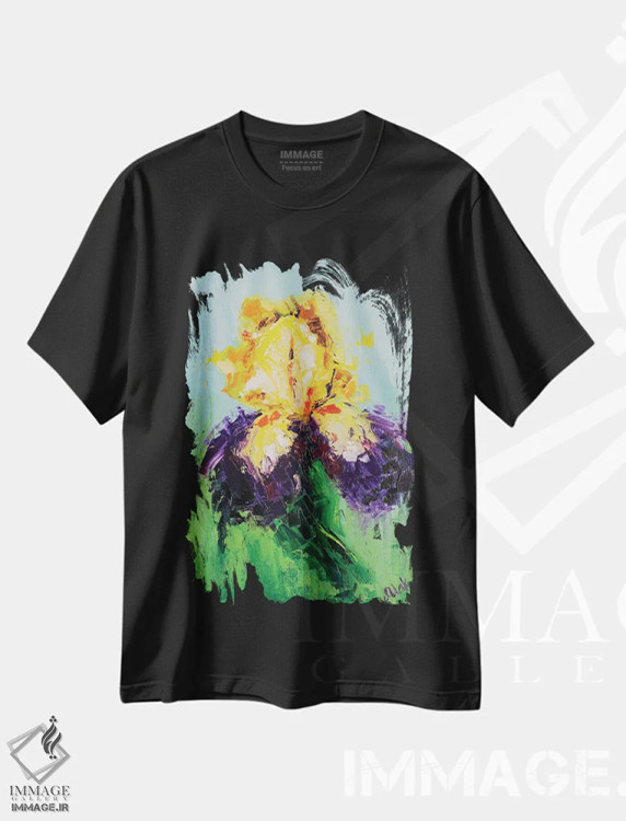 تیشرت مشکی طرح دار زنبق دو رنگ، دکور معاصر اثر ناتالی مک | immage.ir