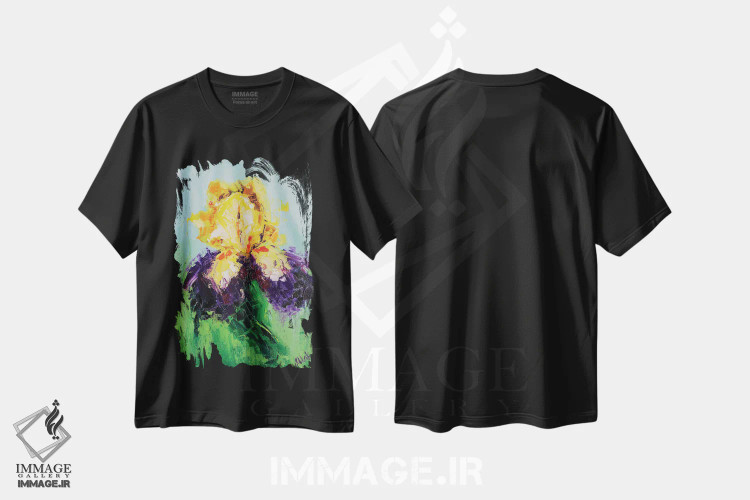 تیشرت مشکی طرح دار زنبق دو رنگ، دکور معاصر اثر ناتالی مک | immage.ir
