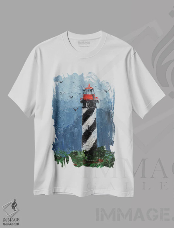 تیشرت سفید طرح دار منظره سنت آگوستین، دکور معاصر اثر ناتالی مک | immage.ir