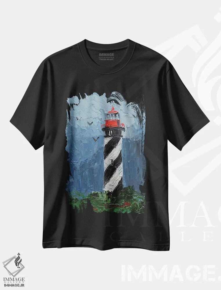 تیشرت مشکی طرح دار منظره سنت آگوستین، دکور معاصر اثر ناتالی مک | فروشگاه ایماژ