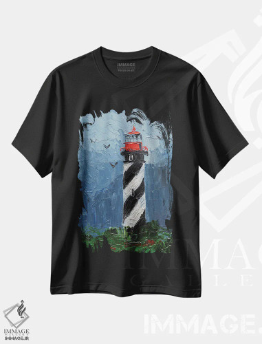 تیشرت مشکی طرح دار منظره سنت آگوستین، دکور معاصر اثر ناتالی مک | فروشگاه ایماژ