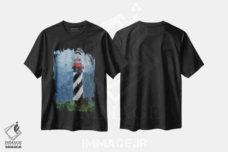 تیشرت مشکی طرح دار منظره سنت آگوستین، دکور معاصر اثر ناتالی مک | فروشگاه ایماژ