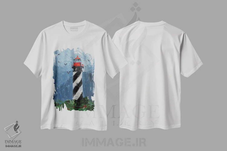 تیشرت سفید طرح دار منظره سنت آگوستین، دکور معاصر اثر ناتالی مک | immage.ir