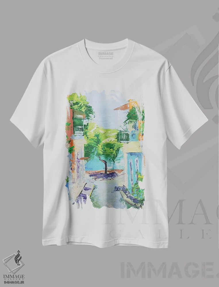 تیشرت سفید طرح دار پورتوریکو، دکور معاصر اثر ناتالی مک | immage.ir