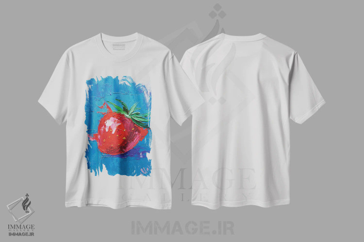 تیشرت سفید طرح دار توت فرنگی، دکور معاصر اثر ناتالی مک | immage.ir