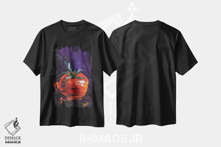 تیشرت مشکی طرح دار گوجه فرنگی، دکور معاصر اثر ناتالی مک | immage.ir