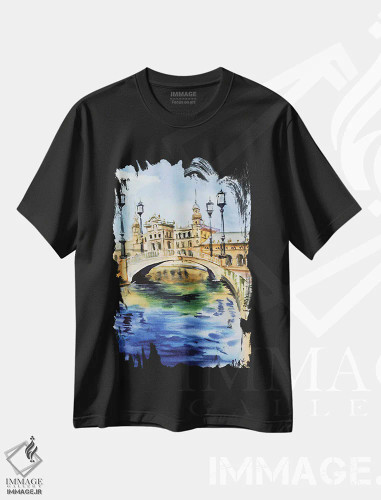 تیشرت مشکی طرح دار سویا اسپانیا، مدیوم اثر ناتالی مک | فروشگاه ایماژ