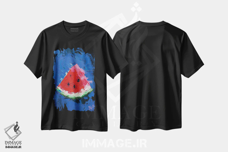 تیشرت مشکی طرح دار برش هندوانه، دکور معاصر اثر ناتالی مک | immage.ir