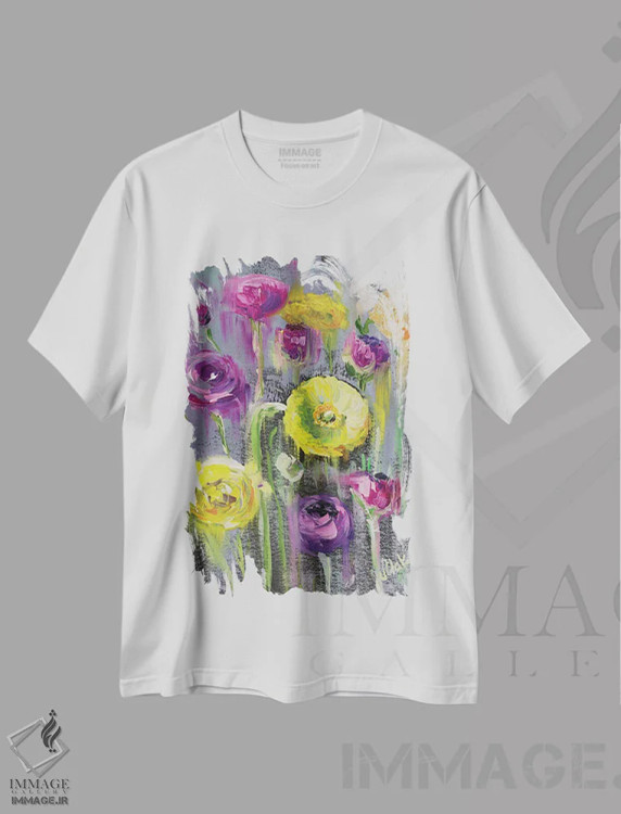 تیشرت سفید طرح دار زارع آبی، دکور معاصر اثر ناتالی مک | فروشگاه ایماژ