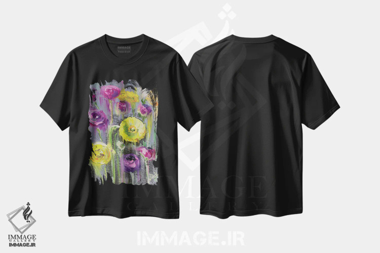 تیشرت مشکی طرح دار زارع آبی، دکور معاصر اثر ناتالی مک | immage.ir