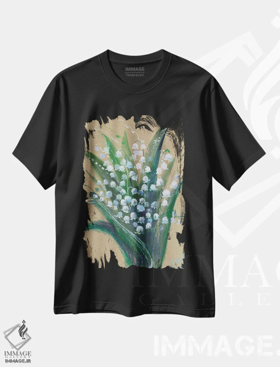تیشرت مشکی طرح دار گل برف، دکور معاصر اثر ناتالی مک | immage.ir