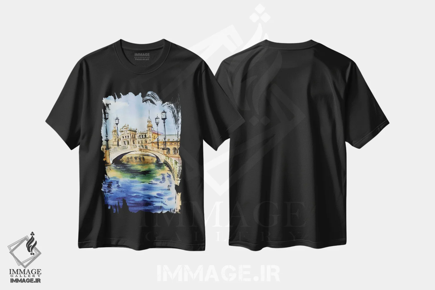 تیشرت مشکی طرح دار سویا اسپانیا، دکور معاصر اثر ناتالی مک | فروشگاه ایماژ