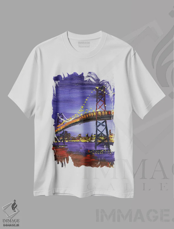 تیشرت سفید طرح دار پل گلدن گیت سانفرانسیسکو، دکور معاصر اثر ناتالی مک | immage.ir