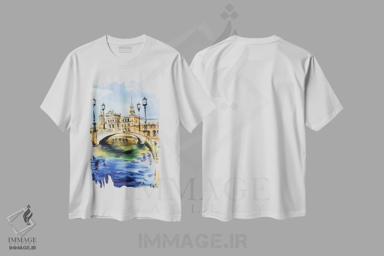 تیشرت سفید طرح دار سویا اسپانیا، دکور معاصر اثر ناتالی مک | immage.ir