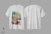 تیشرت سفید طرح دار بارسلون اسپانیا، دکور معاصر اثر ناتالی مک | فروشگاه ایماژ