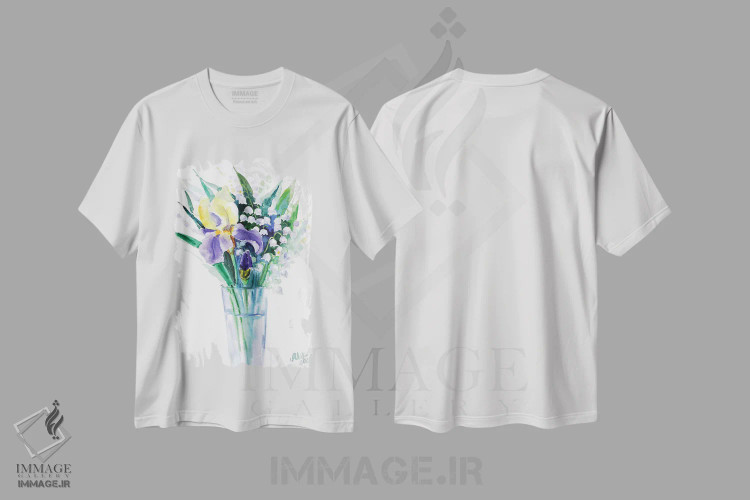 تیشرت سفید طرح دار گل برف و زنبق، دکور معاصر اثر ناتالی مک | immage.ir