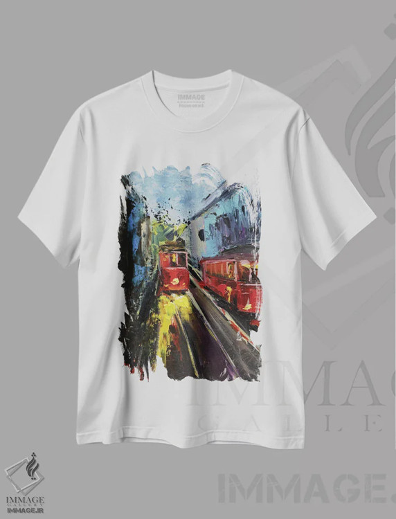 تیشرت سفید طرح دار ترام لیسبون، دکور معاصر اثر ناتالی مک | immage.ir