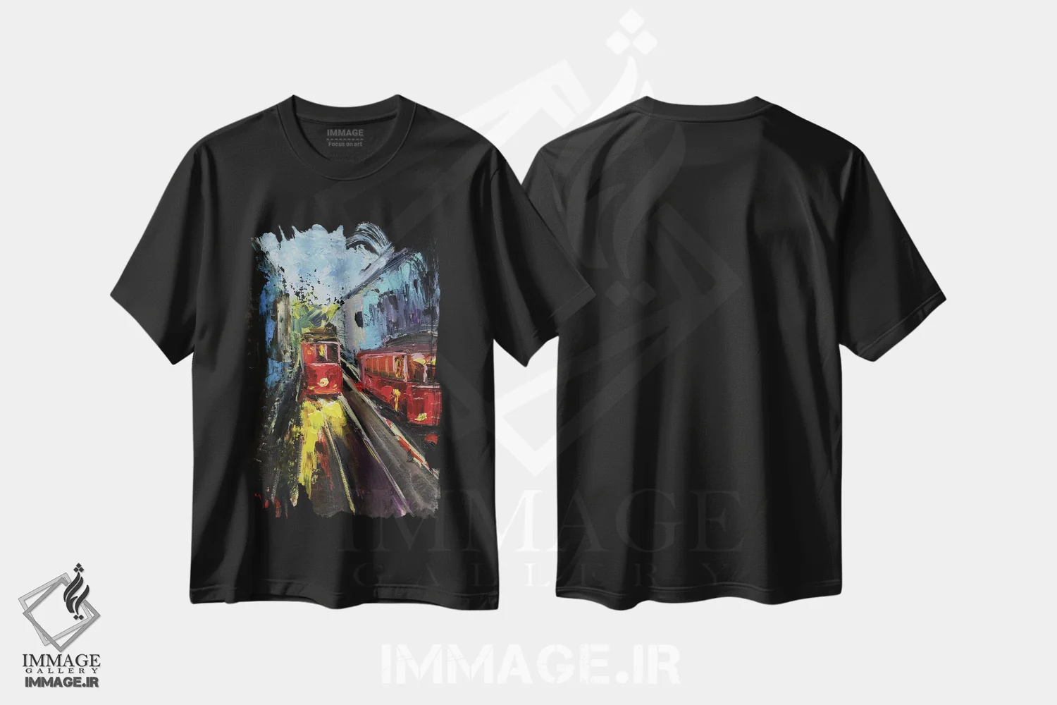 تیشرت مشکی طرح دار ترام لیسبون، دکور معاصر اثر ناتالی مک | فروشگاه ایماژ