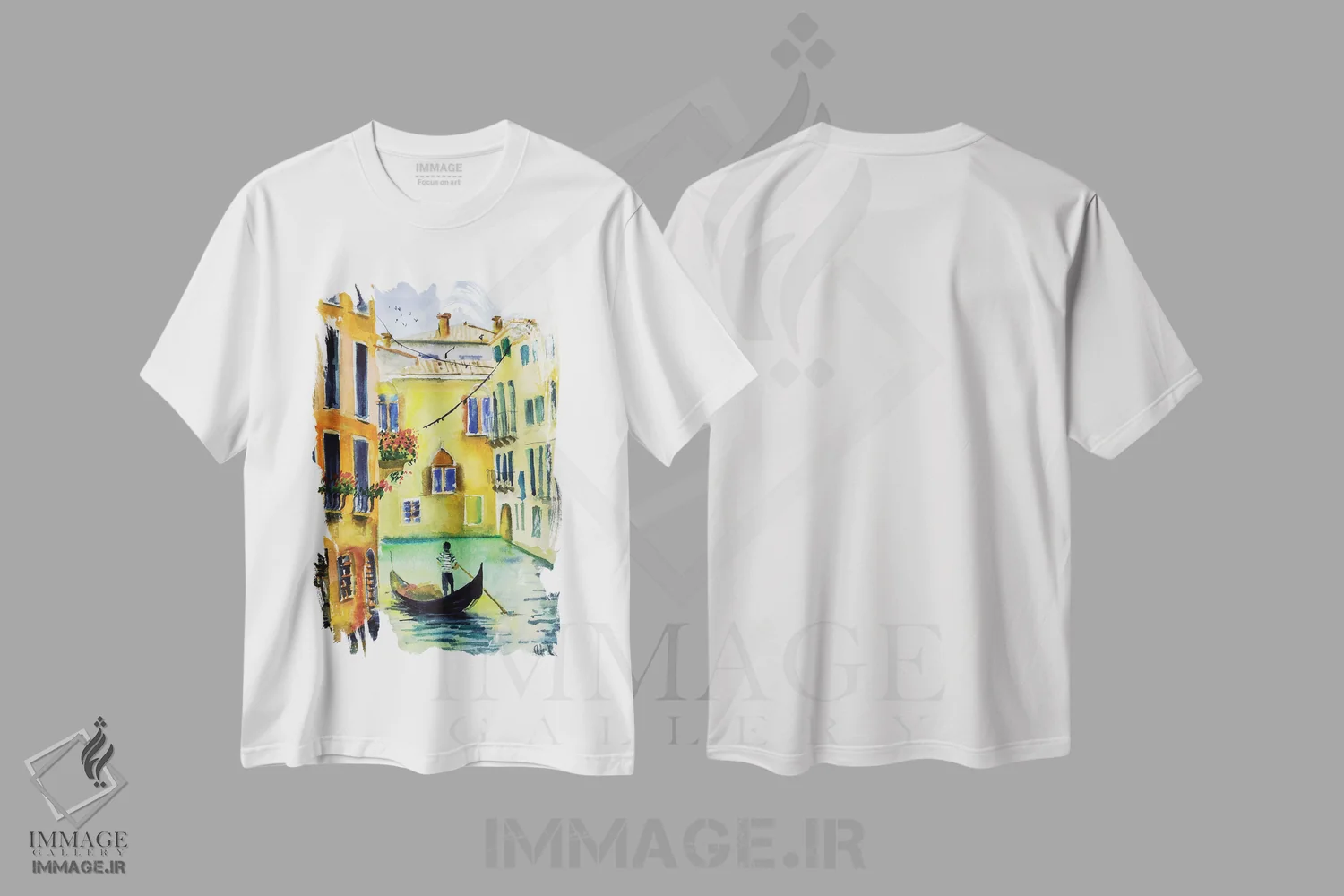تیشرت سفید طرح دار ونیز، دکور معاصر اثر ناتالی مک | immage.ir