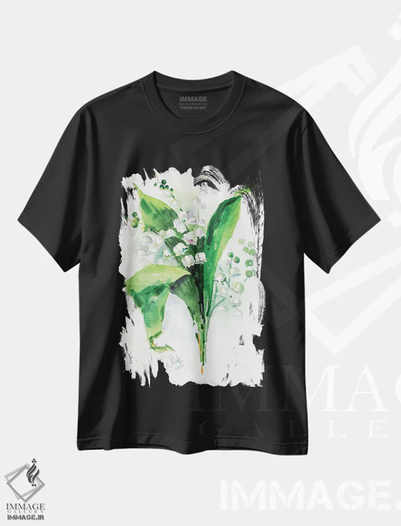 تیشرت مشکی طرح دار گل برف II اثر ناتالی مک | immage.ir