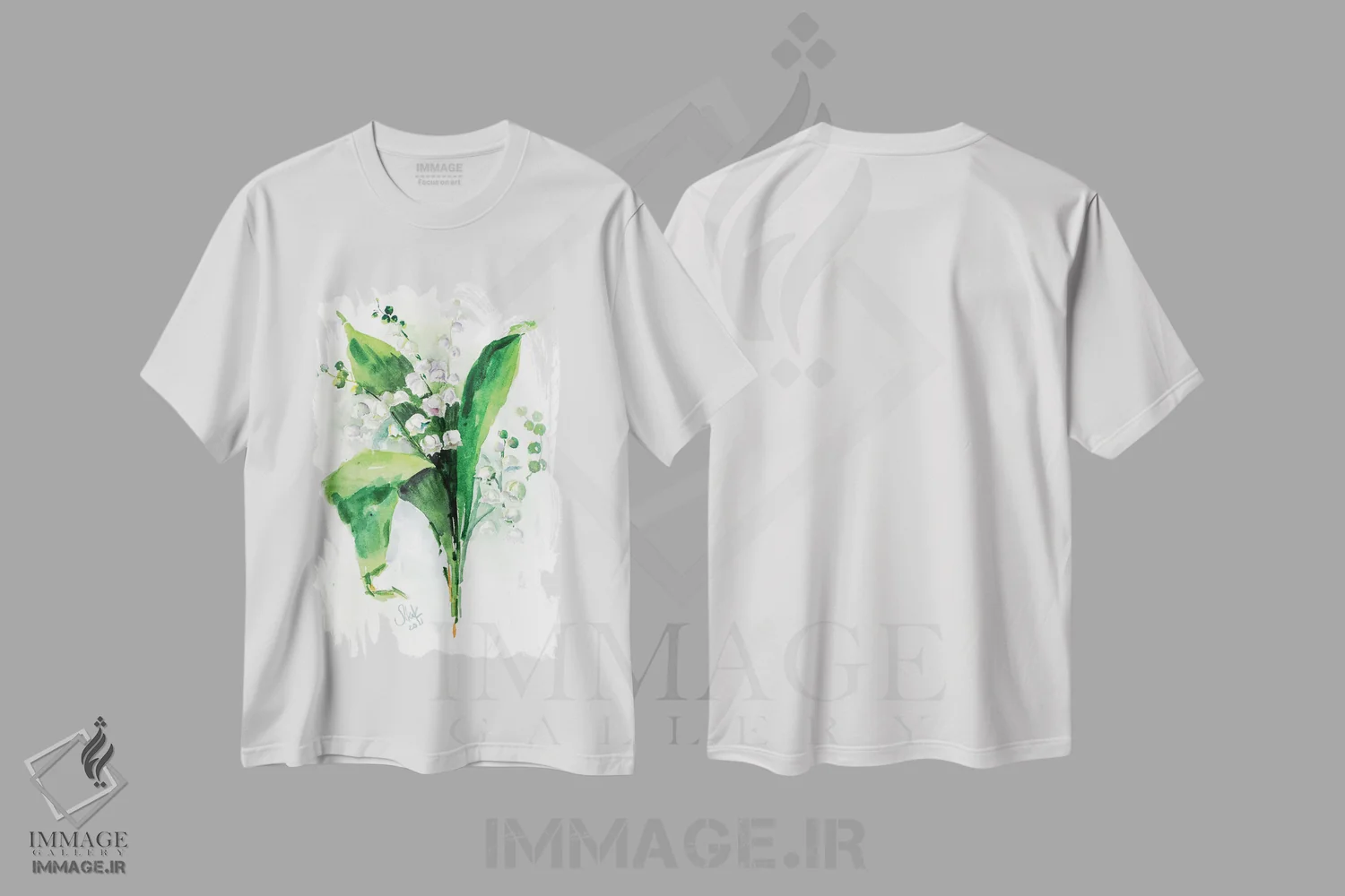 تیشرت سفید طرح دار گل برف II اثر ناتالی مک | فروشگاه ایماژ