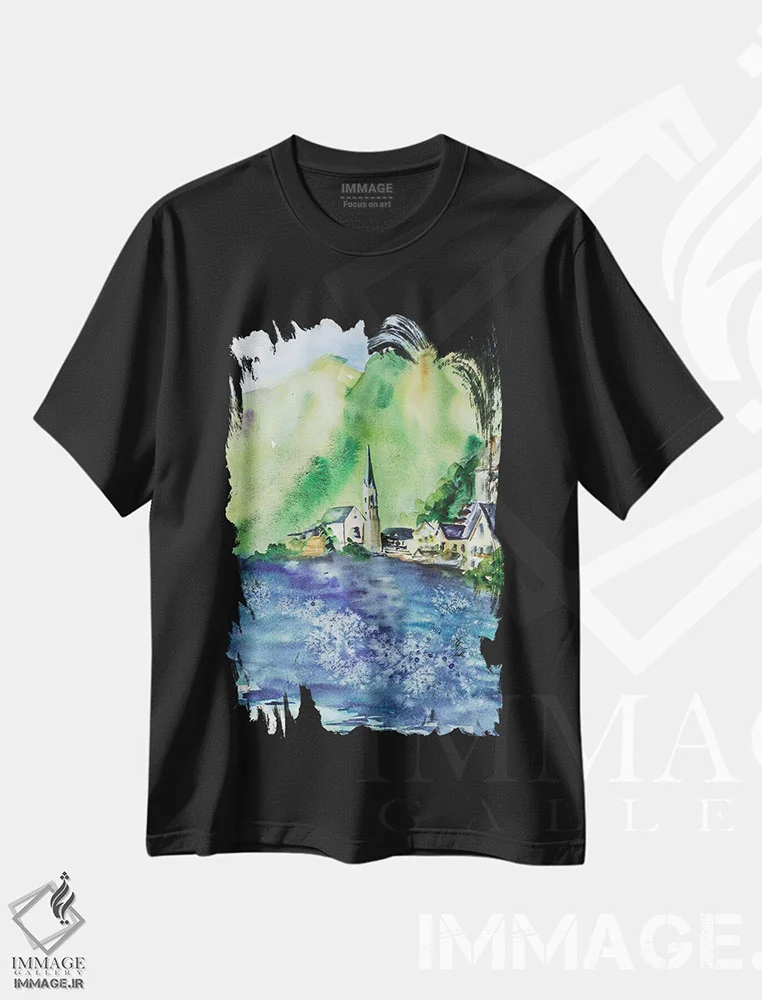 تیشرت مشکی طرح دار اتریش سالزبورگ، دکور معاصر اثر ناتالی مک | فروشگاه ایماژ