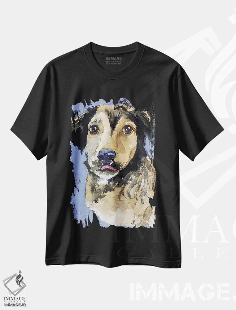 تیشرت مشکی طرح دار سگ گله، دکور معاصر اثر ناتالی مک | immage.ir