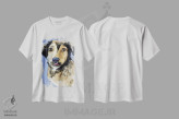تیشرت سفید طرح دار سگ گله، دکور معاصر اثر ناتالی مک | فروشگاه ایماژ