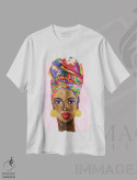 تیشرت سفید طرح دار پرتره زن آفریقایی-آمریکایی، هنر آمریکایی آفریقایی تبار اثر ناتالی مک | immage.ir