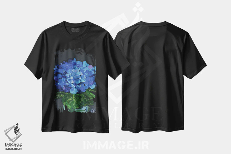 تیشرت مشکی طرح دار ادریسی آبی، مدیوم اثر ناتالی مک | immage.ir