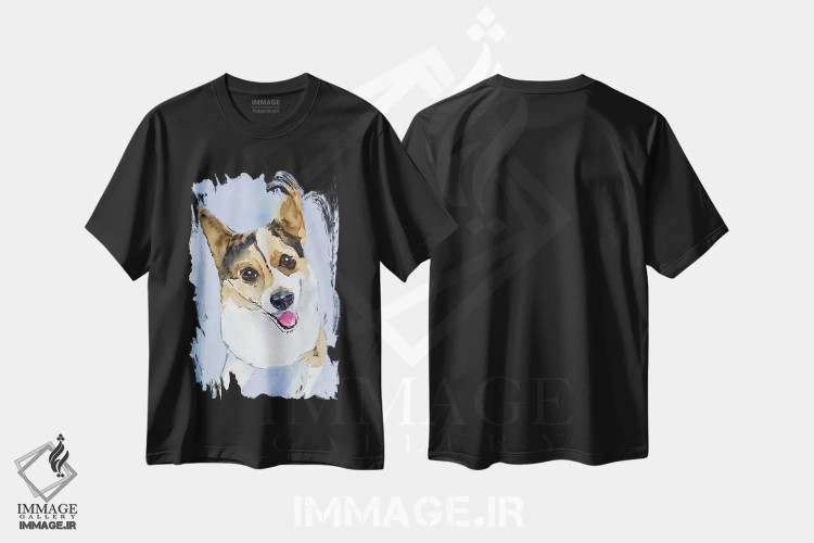 تیشرت مشکی طرح دار سگ کورگی، دکور معاصر اثر ناتالی مک | immage.ir