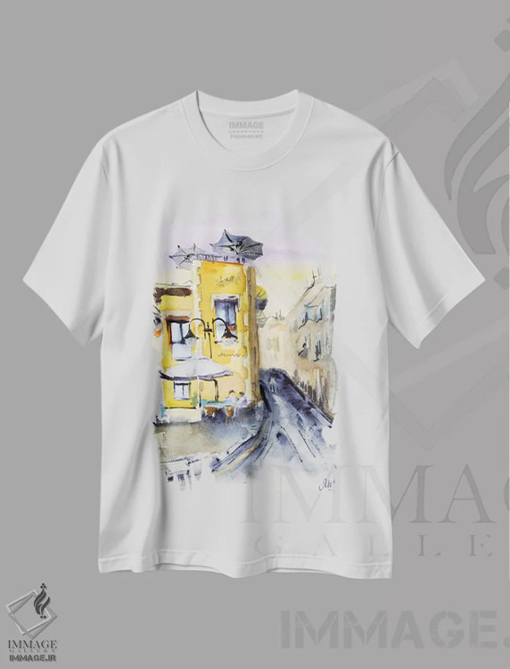 تیشرت سفید طرح دار خیابان ایتالیایی، دکور معاصر اثر ناتالی مک | immage.ir