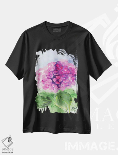 تیشرت مشکی طرح دار ادریسی صورتی، دکور معاصر اثر ناتالی مک | فروشگاه ایماژ