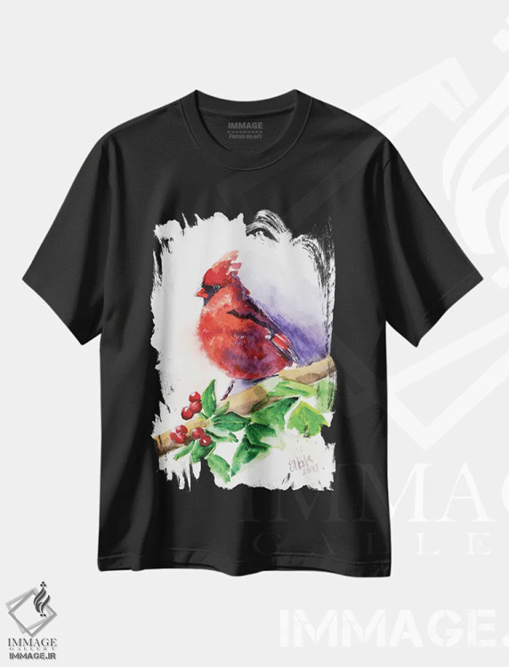 تیشرت مشکی طرح دار کاردینال قرمز III، دکور معاصر اثر ناتالی مک | فروشگاه ایماژ