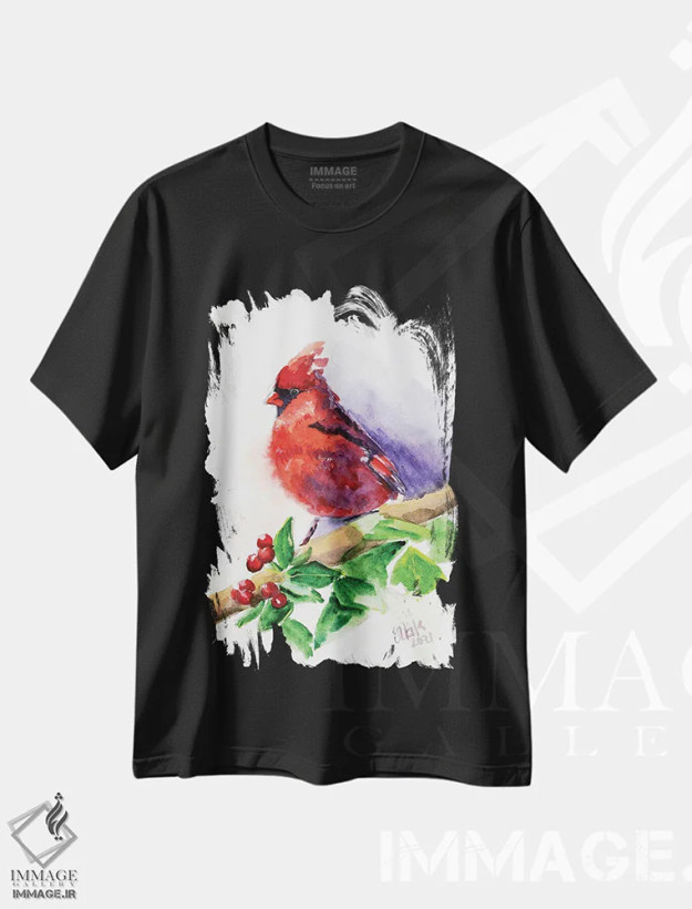 تیشرت مشکی طرح دار کاردینال قرمز III، دکور معاصر اثر ناتالی مک | فروشگاه ایماژ