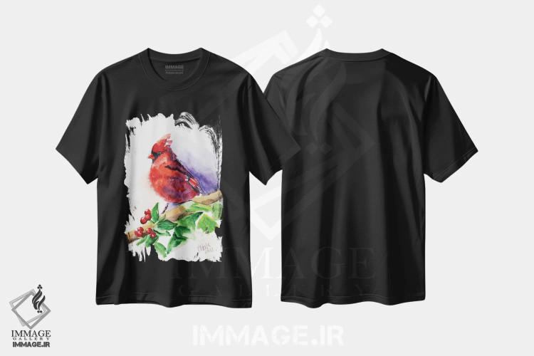 تیشرت مشکی طرح دار کاردینال قرمز III، دکور معاصر اثر ناتالی مک | فروشگاه ایماژ