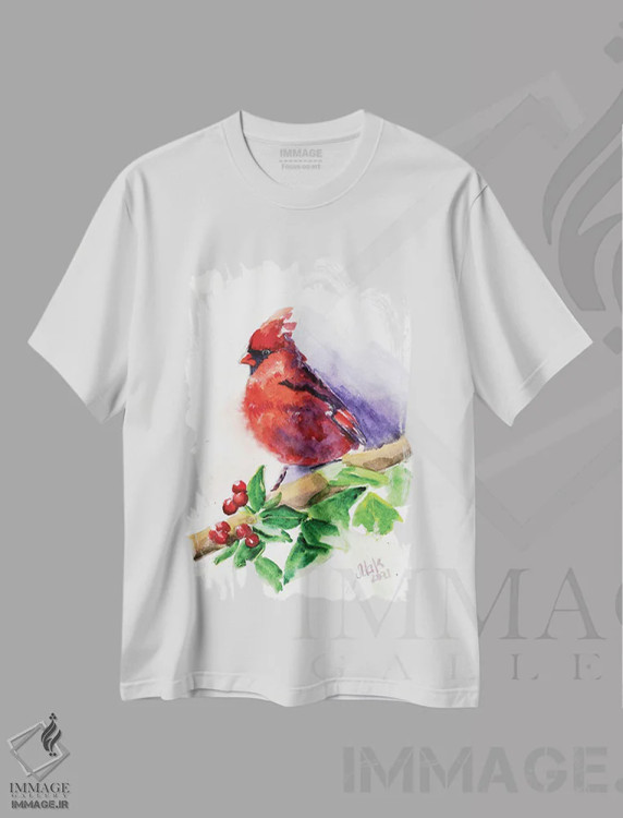 تیشرت سفید طرح دار کاردینال قرمز III، دکور معاصر اثر ناتالی مک | immage.ir