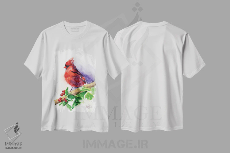 تیشرت سفید طرح دار کاردینال قرمز III، دکور معاصر اثر ناتالی مک | immage.ir