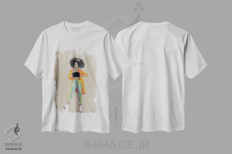 تیشرت سفید طرح دار دختر سیاه پوست آفریقایی، هنر آمریکایی آفریقایی تبار اثر ناتالی مک | فروشگاه ایماژ