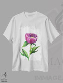 تیشرت سفید طرح دار گل پئونی نقاشی آبرنگ، دکور معاصر اثر ناتالی مک | immage.ir