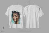 تیشرت سفید طرح دار پرتـره زن آفریقایی، هنر آمریکایی آفریقایی تبار اثر ناتالی مک | immage.ir