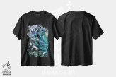 تیشرت مشکی طرح دار موج دریا نقاشی رنگ روغن، دکور ساحلی اثر ناتالی مک | فروشگاه ایماژ