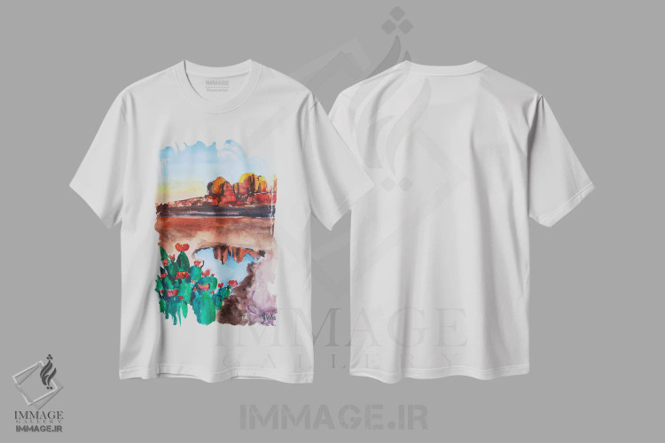 تیشرت سفید طرح دار نقاشی گرند کنیون آریزونا، مدیوم اثر ناتالی مک | immage.ir