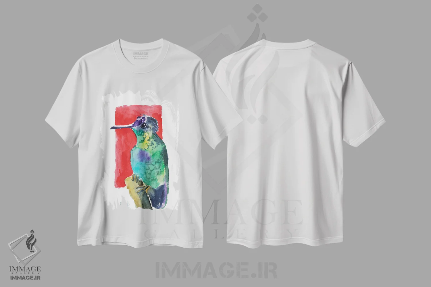 تیشرت سفید طرح دار مرغ مگس خوار نقاشی چینی، دکور آسیایی اثر ناتالی مک | immage.ir