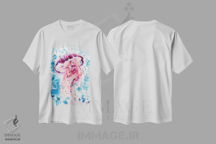 تیشرت سفید طرح دار عروس دریایی، مدیوم اثر ناتالی مک | immage.ir