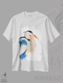 تیشرت سفید طرح دار مرغ ماهیخوار آبی، مدیوم اثر ناتالی مک | immage.ir