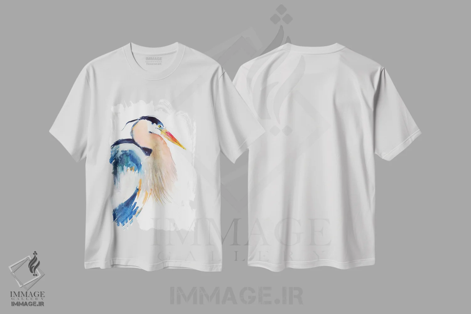 تیشرت سفید طرح دار مرغ ماهیخوار آبی، مدیوم اثر ناتالی مک | immage.ir