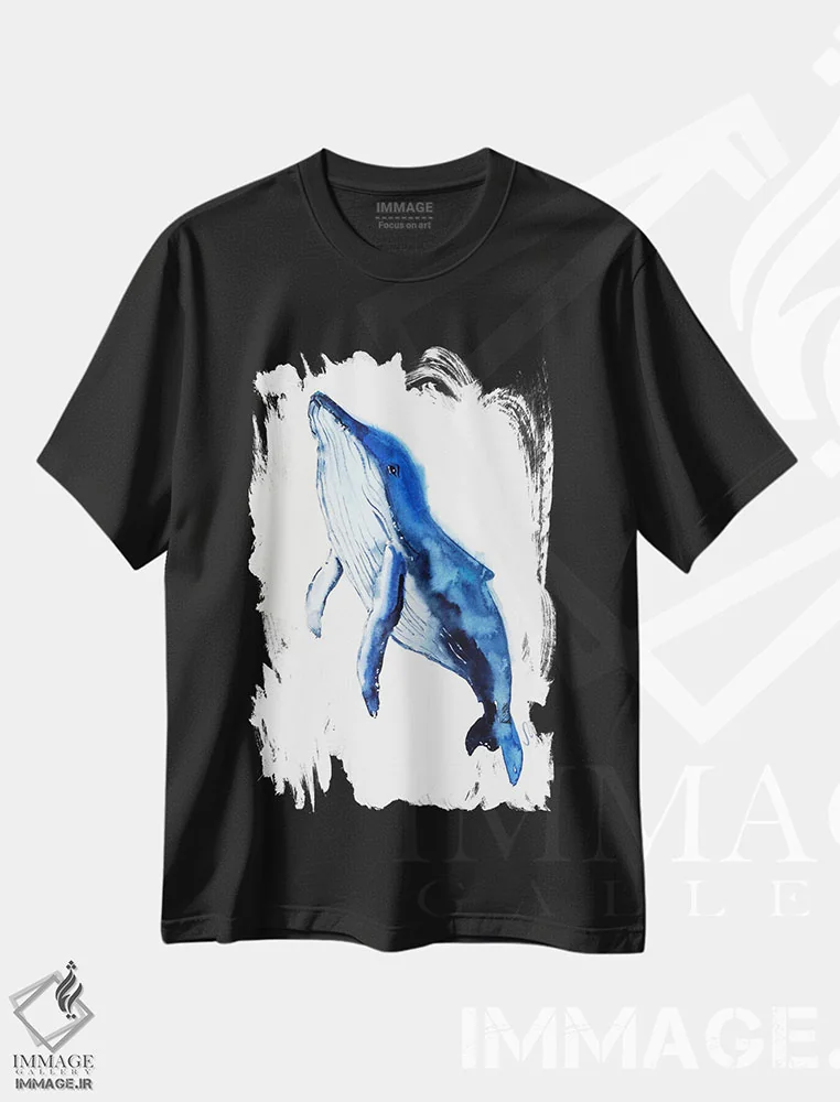 تیشرت مشکی طرح دار نهنگ، دکور ساحلی اثر ناتالی مک | immage.ir